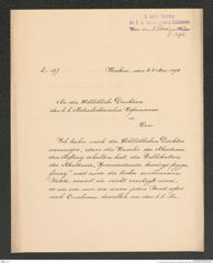 k.k. naturhistorisches Hofmuseum, Intendanzakten 1885-1896 (Hauer), Aktenzahl Z.376/1892, Seite 1